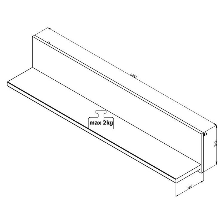 ΡΑΦΙ ΤΟΙΧΟΥ Kent ZP GREY OAK-WHITE OAK 120x19x22εκ knt 11008853