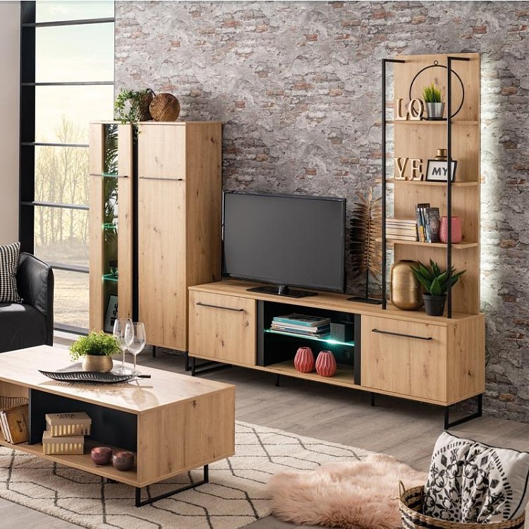 ΡΑΦΙΕΡΑ SARDINIA NP 500 ARTISAN OAK / ΜΑΥΡΟ 50x29.5x137.5εκ 11008231