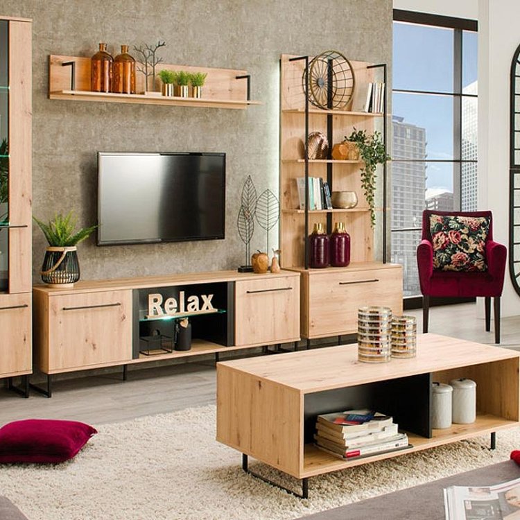 ΡΑΦΙΕΡΑ SARDINIA POP ARTISAN OAK / ΜΑΥΡΟ 85x42x192εκ srd 11008234