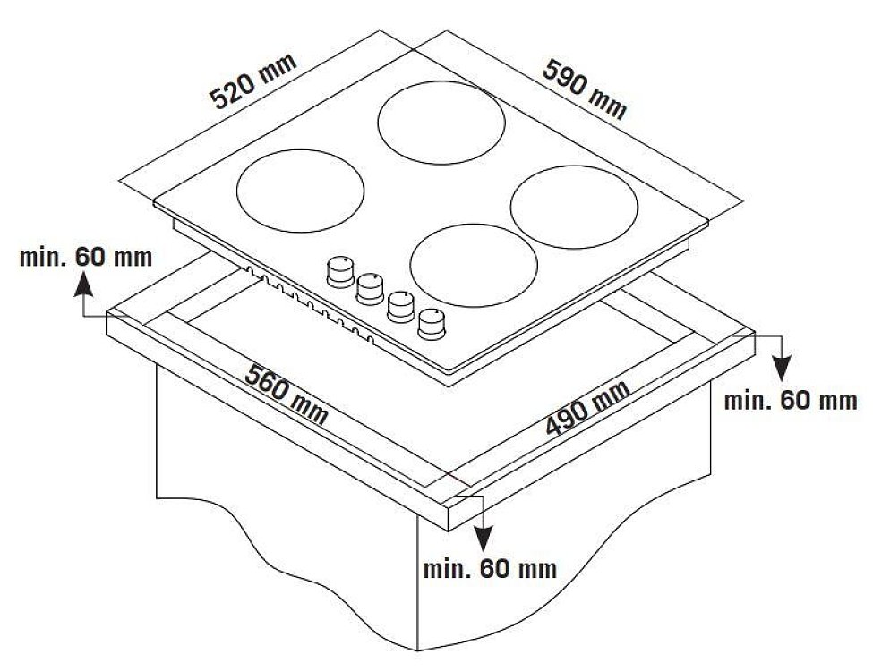 THERMOGATZ TGS-9411-GL 6406 HGSSP Εστία Υγραερίου 60cm Μαύρη 04.405.120