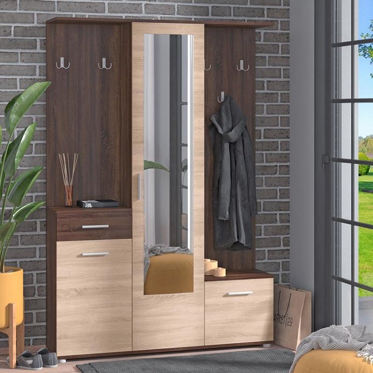 ΣΤΑΝΤ ΧΩΛ ΚΑΙ ΠΑΠΟΥΤΣΟΘΗΚΗ MARTIN DARK SONOMA/SONOMA 133,5x33x197,5εκ fxtr 11011256