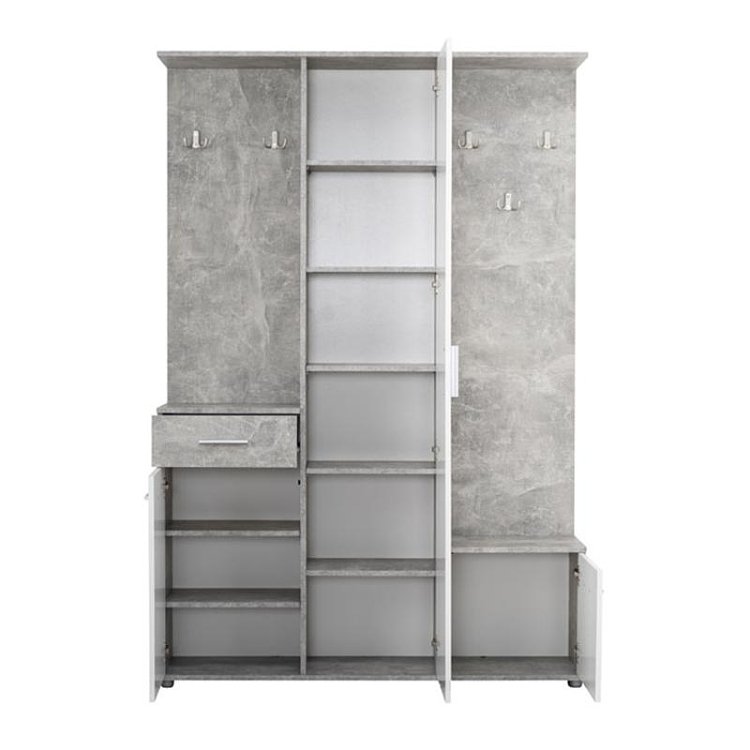 ΣΤΑΝΤ ΧΩΛ ΚΑΙ ΠΑΠΟΥΤΣΟΘΗΚΗ MARTIN ΓΚΡΙ CONCRETE-ΛΕΥΚΟ 133,5x33x197,5εκ fxtr 11008741