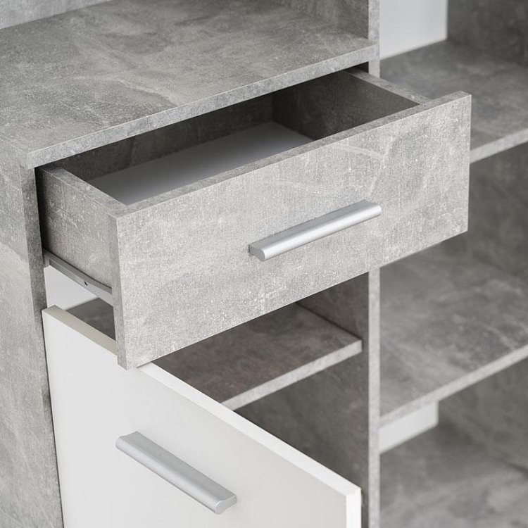 ΣΤΑΝΤ ΧΩΛ ΚΑΙ ΠΑΠΟΥΤΣΟΘΗΚΗ MARTIN ΓΚΡΙ CONCRETE-ΛΕΥΚΟ 133,5x33x197,5εκ fxtr 11008741