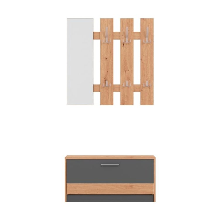 ΣΤΑΝΤ ΓΙΑ ΧΩΛ RIMINI ARTISAN OAK-ΓΚΡΙ ΓΡΑΦΙΤΗΣ 92x28x202εκ fxtr 11011705