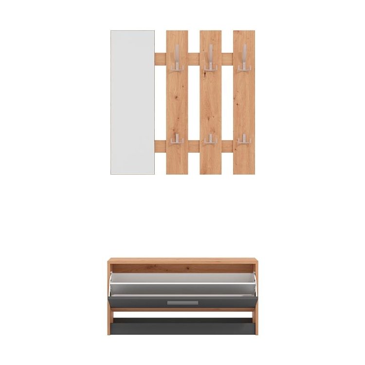 ΣΤΑΝΤ ΓΙΑ ΧΩΛ RIMINI ARTISAN OAK-ΓΚΡΙ ΓΡΑΦΙΤΗΣ 92x28x202εκ fxtr 11011705