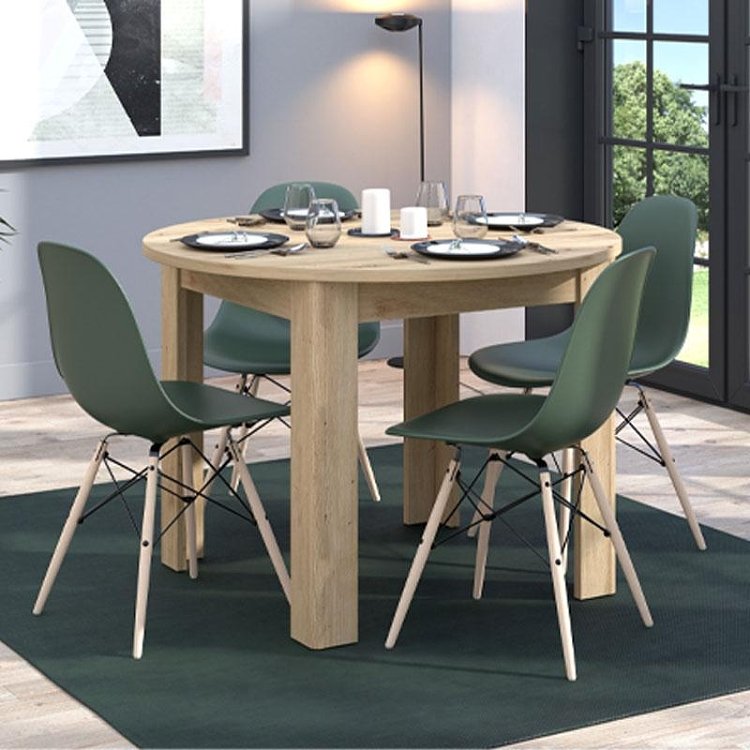 ΣΤΡΟΓΓΥΛΟ ΤΡΑΠΕΖΙ ΤΡΑΠΕΖΑΡΙΑΣ ANCONA ARTISAN OAK ΧΡΩΜΑ 109x109x77εκ 11012319