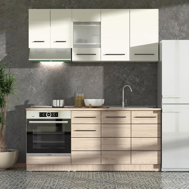 ΣΥΝΘΕΣΗ ΚΟΥΖΙΝΑΣ SAVONA 180 GREY OAK/ΛΕΥΚΟ 180x57x200εκ 11014531
