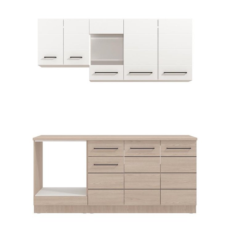 ΣΥΝΘΕΣΗ ΚΟΥΖΙΝΑΣ SAVONA 180 GREY OAK/ΛΕΥΚΟ 180x57x200εκ 11014531