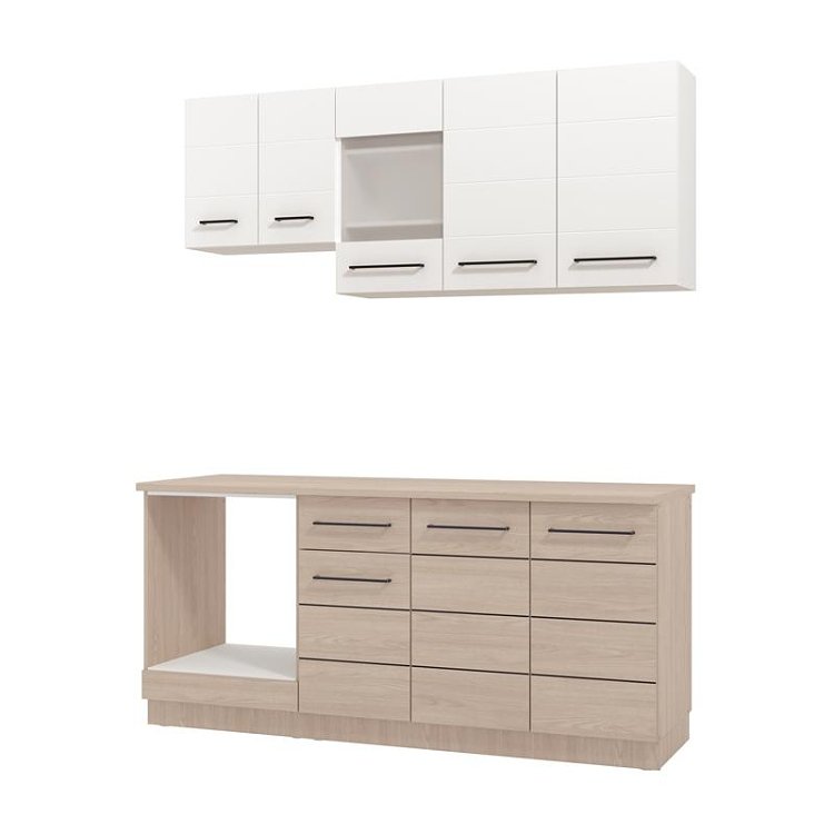 ΣΥΝΘΕΣΗ ΚΟΥΖΙΝΑΣ SAVONA 180 GREY OAK/ΛΕΥΚΟ 180x57x200εκ 11014531