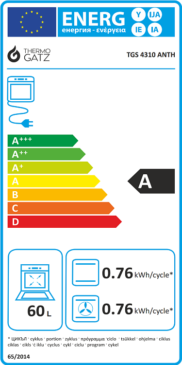 THERMOGATZ TGS 4310 ANTH Κουζίνα Μικτή 60cm Ανθρακί 04.401.093