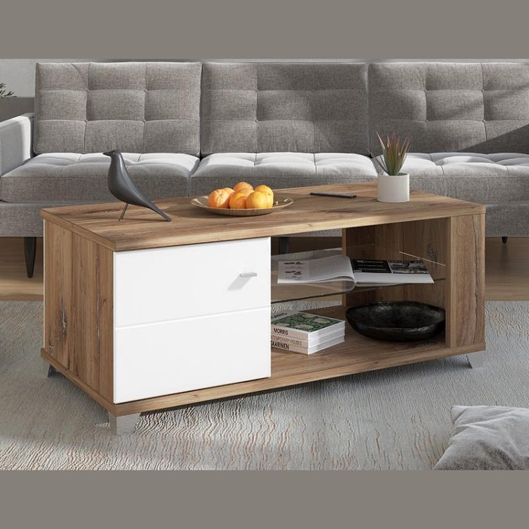 ΤΡΑΠΕΖΑΚΙ ΣΑΛΟΝΙΟΥ BURGUNDY ΛΕΥΚΟ-FLAGSTAFF OAK-ΛΕΥΚΟ HIGH GLOSS FOIL 118x60x48,5εκ s.p.k 11012066