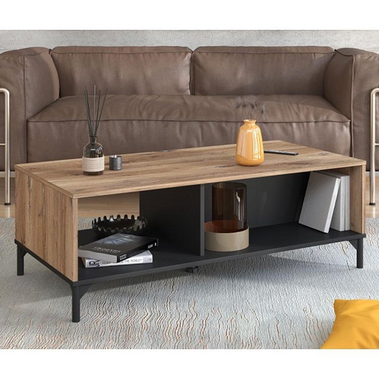 ΤΡΑΠΕΖΑΚΙ ΣΑΛΟΝΙΟΥ CORSICA FLAGSTAFF OAK-ΜΑΥΡΟ 120x60x45εκ 11012007