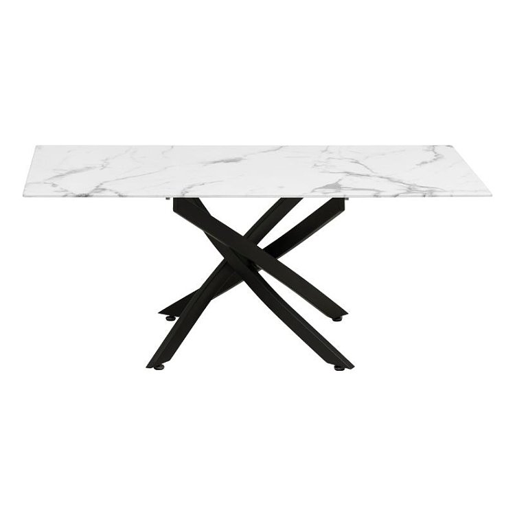 ΤΡΑΠΕΖΑΚΙ ΣΑΛΟΝΙΟΥ Fylliana 102 MARBLE ΜΕ ΜΑΥΡΑ ΜΕΤΑΛΛΙΚΑ ΠΟΔΙΑ 110x60x45εκ 606-223-102