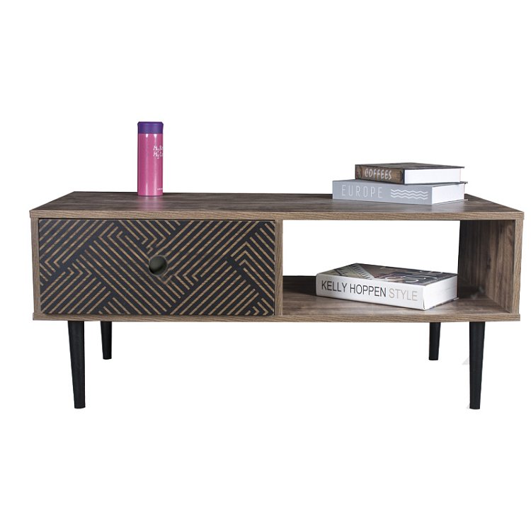 ΤΡΑΠΕΖΑΚΙ ΣΑΛΟΝΙΟΥ Fylliana "Home" ΜΑΥΡΟ ΜΕ GREY OAK 100x50x42.5εκ 271-00-023