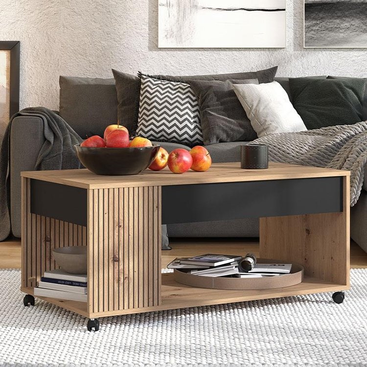 ΤΡΑΠΕΖΑΚΙ ΣΑΛΟΝΙΟΥ MAYENNE ARTISAN OAK-ΜΑΥΡΟ MAT 101x55x45εκ 11013516