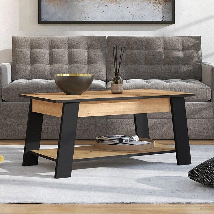ΤΡΑΠΕΖΑΚΙ ΣΑΛΟΝΙΟΥ PIAVE ARTISAN OAK-ΜΑΥΡΟ ΜΑΤ 101x55x47εκ 11013083