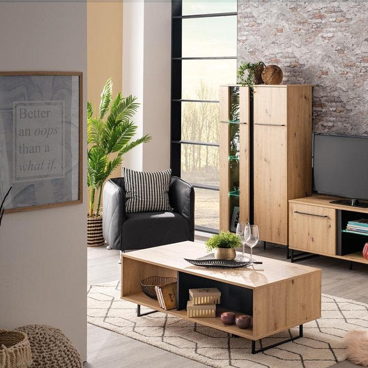 ΤΡΑΠΕΖΑΚΙ ΣΑΛΟΝΙΟΥ SARDINIA ARTISAN OAK / ΜΑΥΡΟ 120.5x60.5x42.5εκ srd 11008236