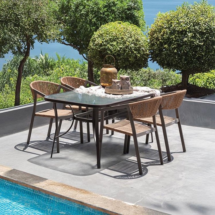 ΤΡΑΠΕΖΙ ΕΞΟΧΗΣ Fylliana STEEL ΚΑΦΕ 140x80x70εκ 378-00-011
