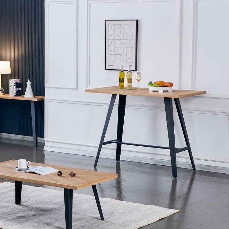ΤΡΑΠΕΖΙ ΜΠΑΡ Fylliana FL1564 SONOMA MDF ΜΕ ΜΑΥΡΑ ΠΟΔΙΑ 140x70x105εκ 627-124-026