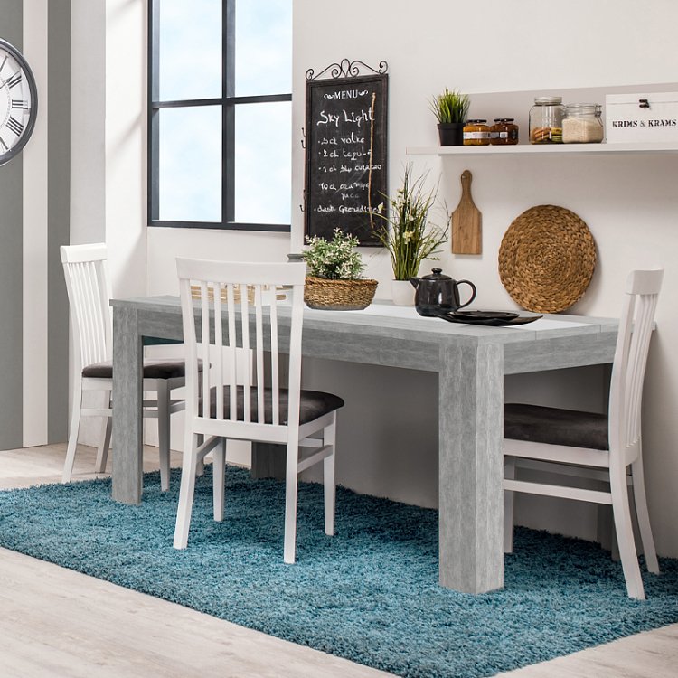ΤΡΑΠΕΖΙ ΤΡΑΠΕΖΑΡΙΑΣ DOMUS 135 ΓΚΡΙ CONCRETE-ΛΕΥΚΟ 135x80.5x74.5εκ 11008800