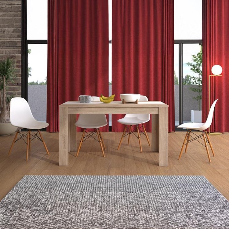 ΤΡΑΠΕΖΙ ΤΡΑΠΕΖΑΡΙΑΣ DOMUS 135 SONOMA OAK-ΛΕΥΚΟ 135x81x75εκ 11014771