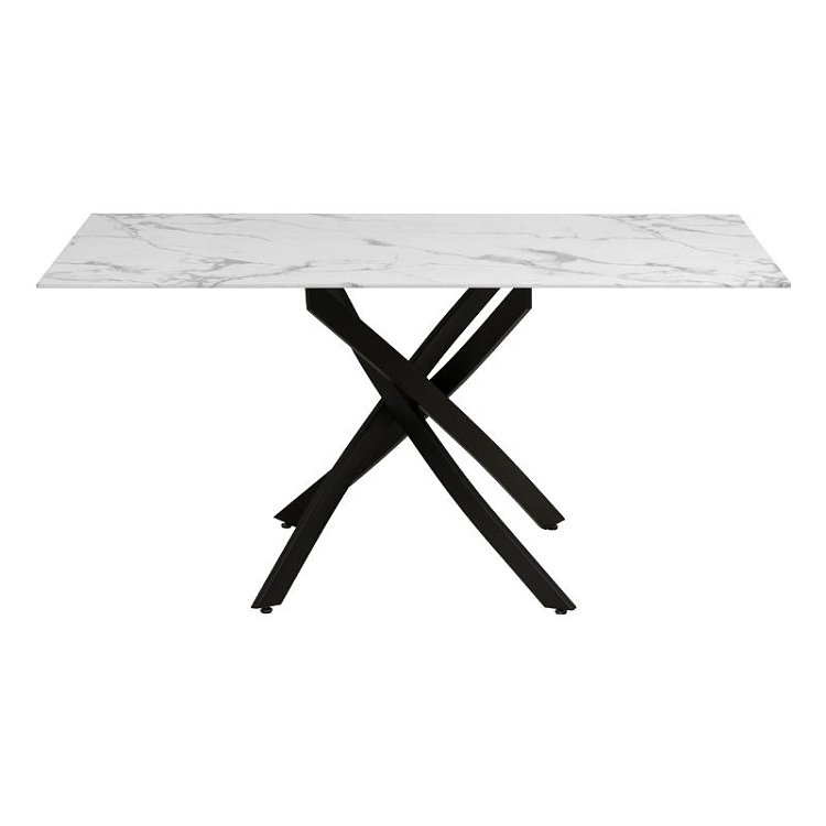 ΤΡΑΠΕΖΙ ΤΡΑΠΕΖΑΡΙΑΣ Fylliana FL102 MARBLE ΜΕ ΜΑΥΡΑ ΜΕΤΑΛΛΙΚΑ ΠΟΔΙΑ 160x90x75εκ 606-223-099