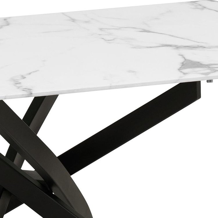 ΤΡΑΠΕΖΙ ΤΡΑΠΕΖΑΡΙΑΣ Fylliana FL102 MARBLE ΜΕ ΜΑΥΡΑ ΜΕΤΑΛΛΙΚΑ ΠΟΔΙΑ 160x90x75εκ 606-223-099