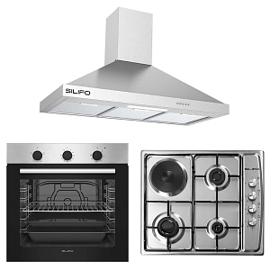 Σετ SILIFO SF6850BOI & SF6100 & SF6618 Φούρνος 83lt, Μικτή Εστία & Απορροφητήρας 90cm 92084 (4 Έτη Εγγύηση)