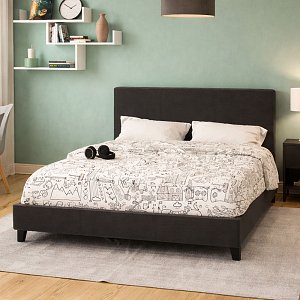Κρεβάτι Nevil pakoworld 150x200 PU χρώμα μαύρο ματ 006-000015