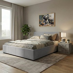 Κρεβάτι Norse pakoworld pu γκρι ματ με αποθηκευτικό χώρο 160x200εκ 006-000039