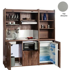 Πολυκουζινάκι Silver ΚΣ190 με Μικρό Ψυγείο και Φουρνάκι Γκρι Αλουμίνιο