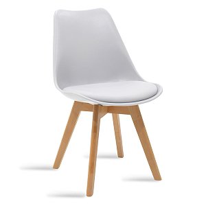 Καρέκλα Gaston pakoworld PP-PU λευκό-φυσικό πόδι 43x51x75εκ 029-000048