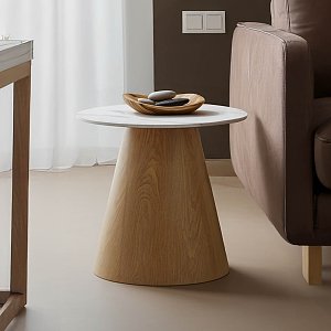 Βοηθητικό τραπέζι Soleire Inart λευκό μαρμάρου sintered stone-μεταλλική βάση Φ50x47.5εκ 029-000266