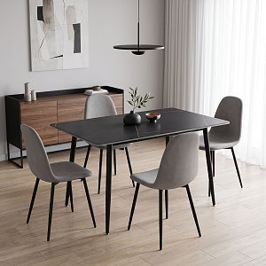 Τραπέζι Gustas pakoworld μαύρο μαρμάρου sintered stone-μαύρο μέταλλο 120x80x76εκ 029-000468