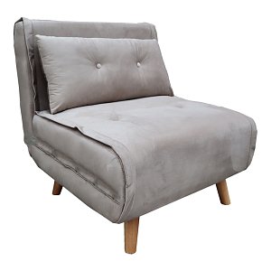 Πολυθρόνα-κρεβάτι Josuane I pakoworld βελούδο σε γκρι μπεζ απόχρωση 78x80x81εκ 035-000110