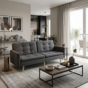 Καναπές-κρεβάτι Flexible pakoworld σε ανθρακί ύφασμα 198x87x76εκ 035-000004