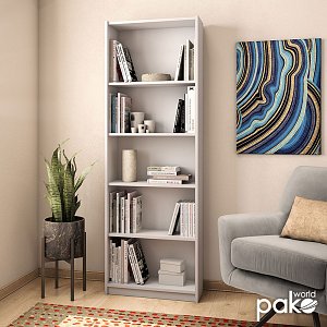Βιβλιοθήκη Max pakoworld σε λευκό χρώμα 58x23x170εκ 039-000015