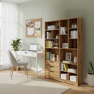 Βιβλιοθήκη Lucinda pakoworld oak 120x29.8x180.5εκ 049-000067