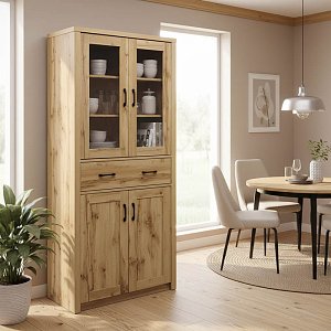 Βιτρίνα-ντουλάπα Nisso pakoworld σε oak απόχρωση 80x40x183.5εκ 049-000116