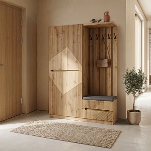 Έπιπλο εισόδου Zomie pakoworld σε oak απόχρωση 131x41.5x180.4εκ 049-000114