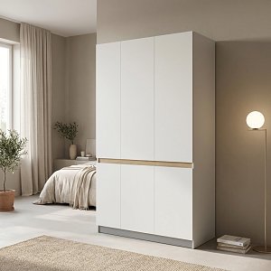 Ντουλάπα τρίφυλλη Merzia pakoworld  sonoma-λευκό 120x46.5x183εκ 049-000125