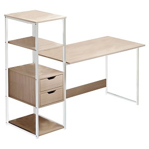 Γραφείο Zayn ΙΙ pakoworld με ραφιέρα-MDF φυσικό-λευκό 107x40x110εκ 072-000069