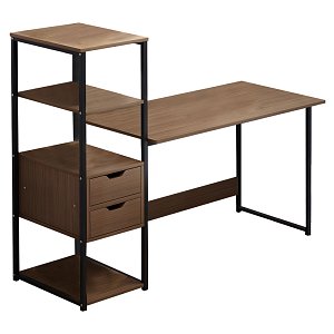 Γραφείο Zayn ΙΙ pakoworld με ραφιέρα-MDF καρυδί-μαύρο 107x40x110εκ 072-000070
