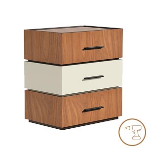 Κομοδίνο Sonlen pakoworld mdf σε καρυδί-μπεζ απόχρωση 60x40x66εκ 072-000106
