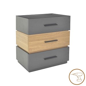 Κομοδίνο Sonlen pakoworld mdf σε sonoma-ανθρακί απόχρωση 60x40x66εκ 072-000107