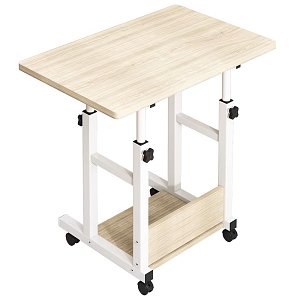 Γραφείο τροχήλατο Stolu pakoworld MDF-metal σε φυσικό-λευκό απόχρωση 60x40x68εκ 072-000124