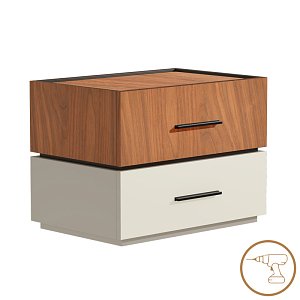 Κομοδίνο Sonlen pakoworld mdf σε καρυδί-μπεζ απόχρωση 60x40x44.5εκ 072-000105