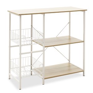 Επιδαπέδια ραφιέρα Noon pakoworld με MDF χρώμα φυσικό-λευκό 80x34x75εκ 072-000034