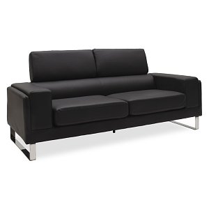 Καναπές Shea pakoworld 3θέσιος pu μαύρο-inox 198x80x87εκ 074-000009