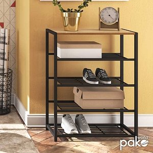 Παπουτσοθήκη Ramon pakoworld 12 ζευγών φυσικό-μαύρο 63x30x83εκ 085-000011